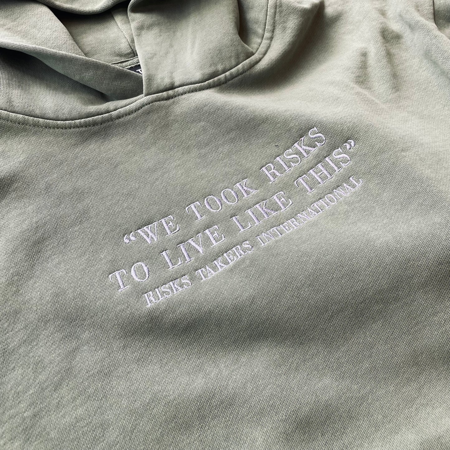 “We Took Risks To Live Like This” Embroidered Hoodie